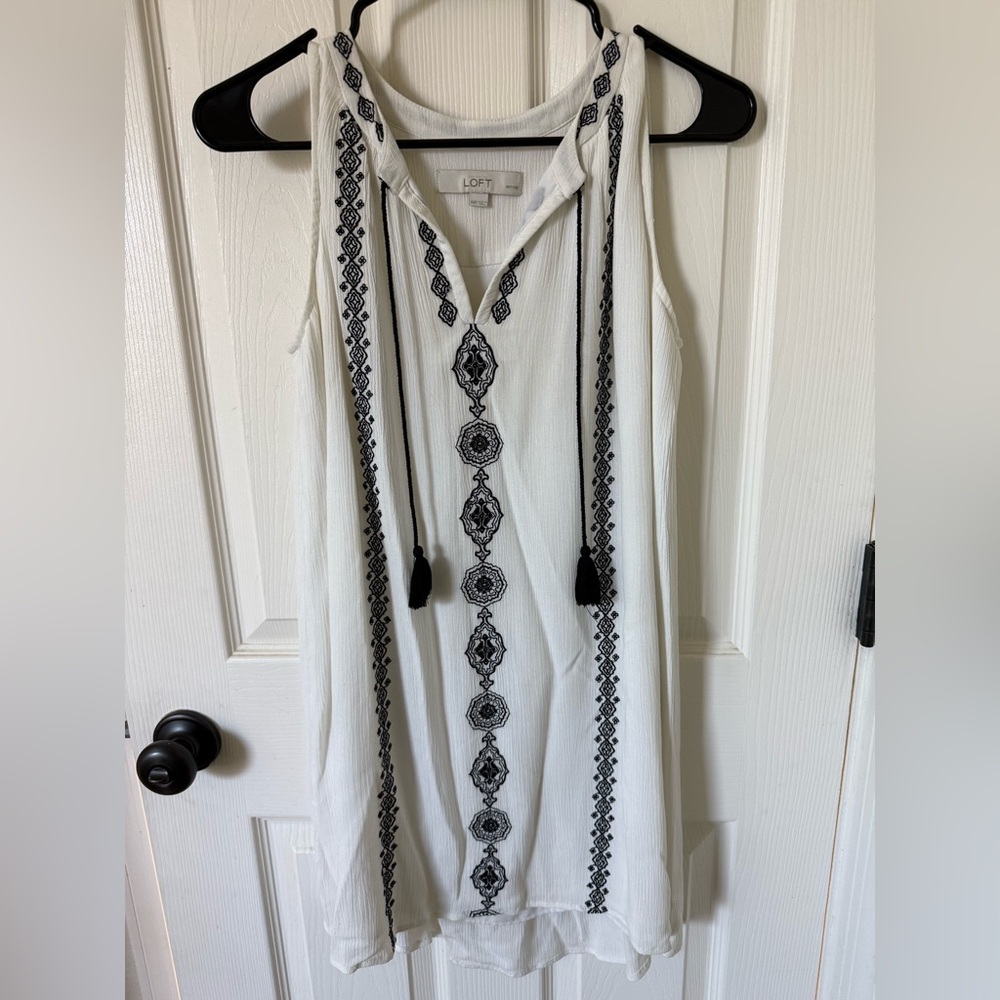 LOFT Ivory and Black Dress